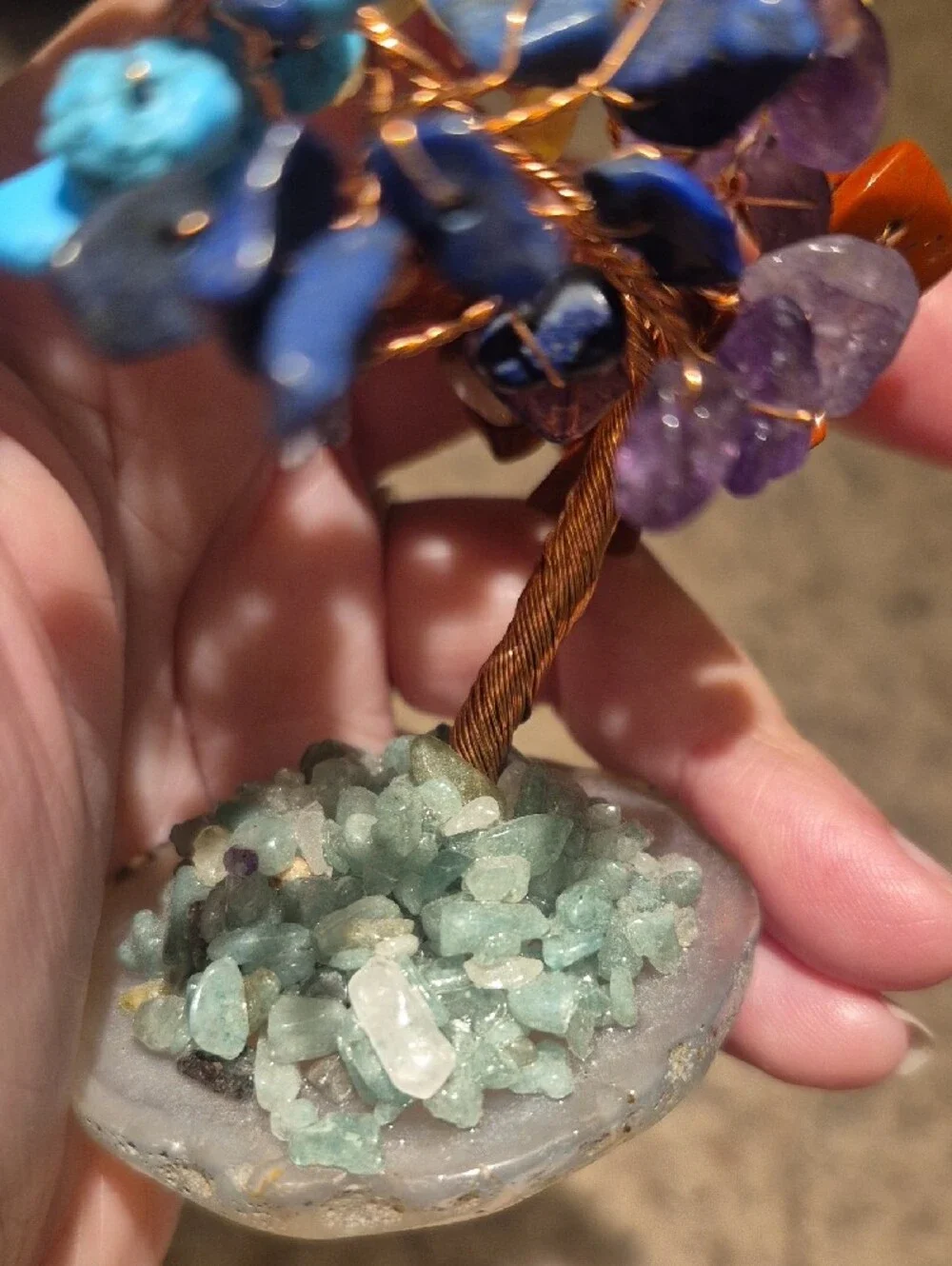 Handmade Rainbow Chakra Tree Amethyst Lapis Lazuli Citrine Jasper Aventurine